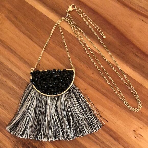 Long Beaded Fringe Statement Necklace | 33.5” Adjustable - Picture 1 of 3